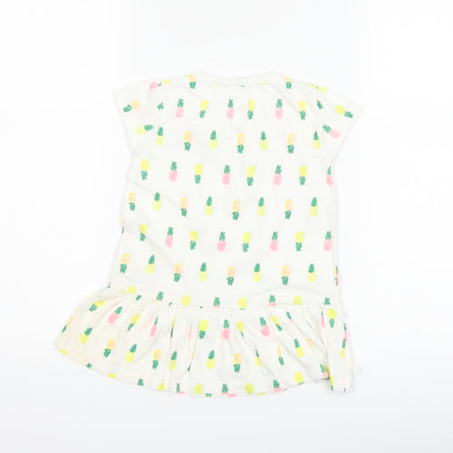F&F Girls White   T-Shirt Dress  Size 12-18 Months  - Pineapple print