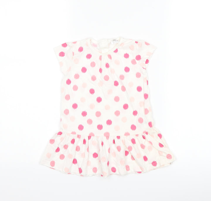 F&F Girls White Polka Dot  T-Shirt Dress  Size 12-18 Months