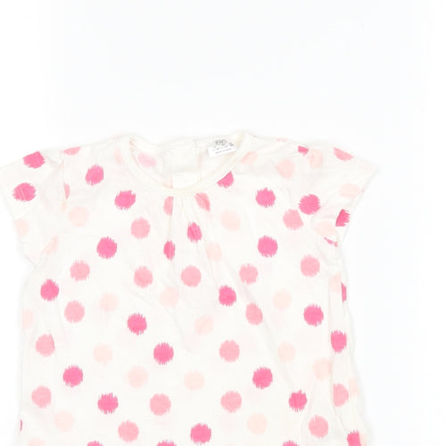 F&F Girls White Polka Dot  T-Shirt Dress  Size 12-18 Months