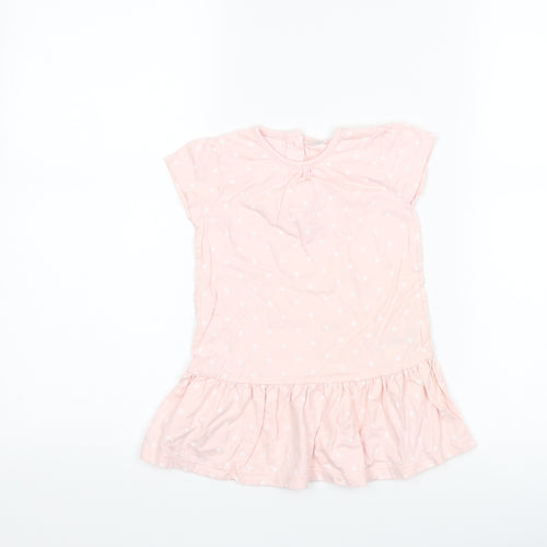 F&F Girls Pink Polka Dot  T-Shirt Dress  Size 12-18 Months