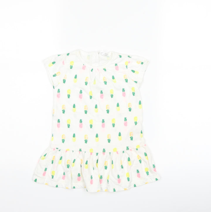 F&F Girls White T-Shirt Dress Size 12-18 Months - Pineapple print
