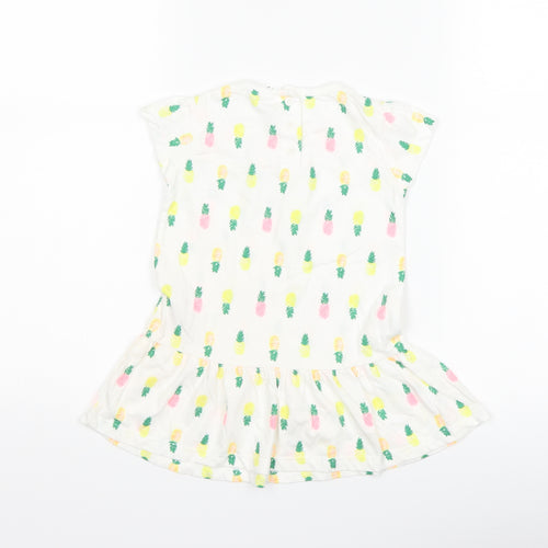 F&F Girls White   T-Shirt Dress  Size 12-18 Months  - Pineapple print