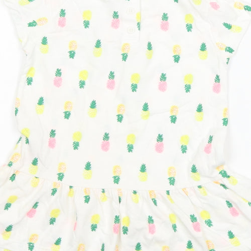 F&F Girls White   T-Shirt Dress  Size 12-18 Months  - Pineapple print