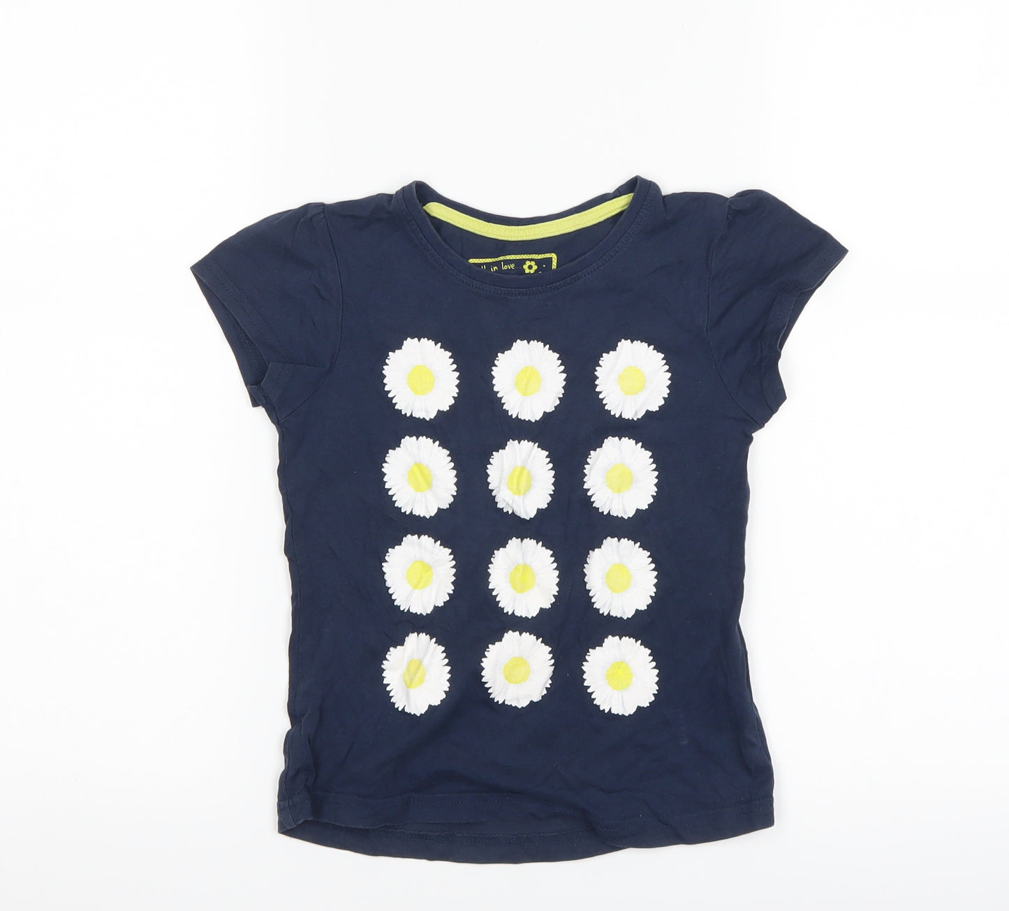 Young Dimension Girls Blue Floral  Basic T-Shirt Size 6-7 Years