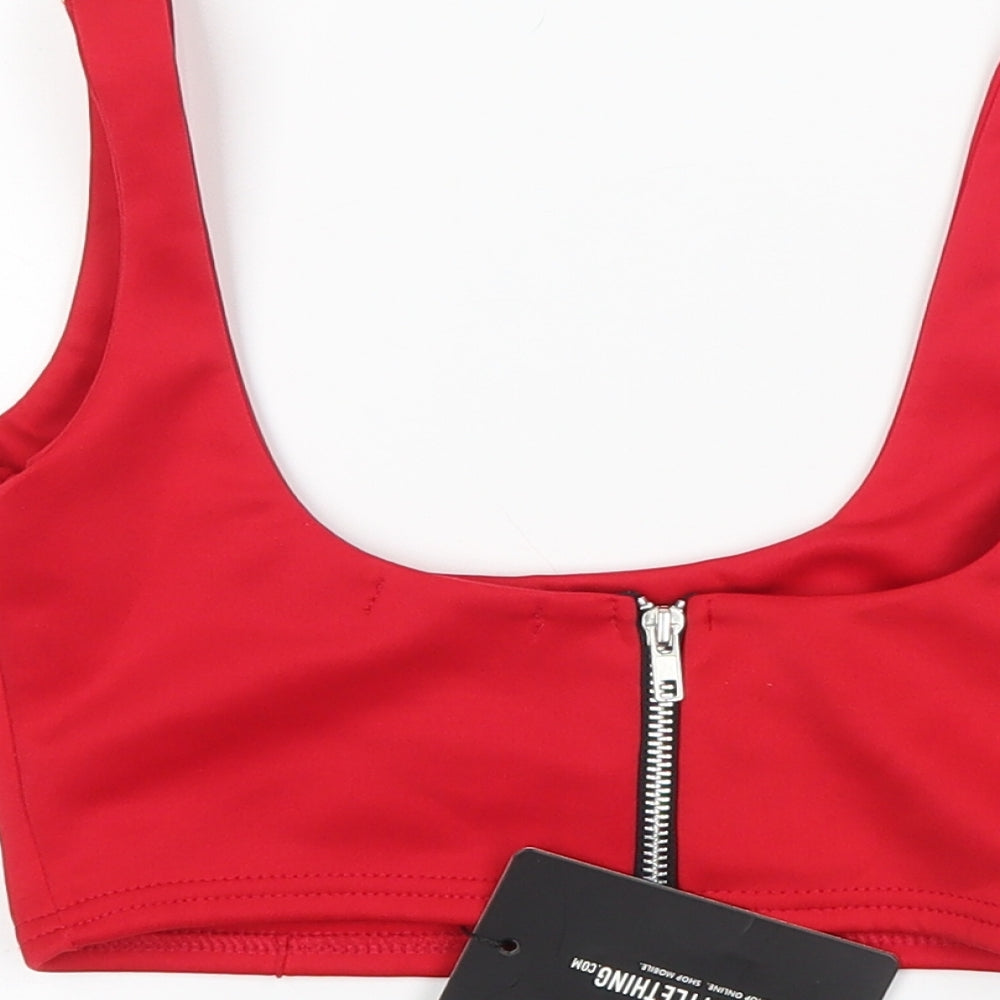 PRETTYLITTLETHING Womens Red   Cropped Tank Size 6  - Bralette