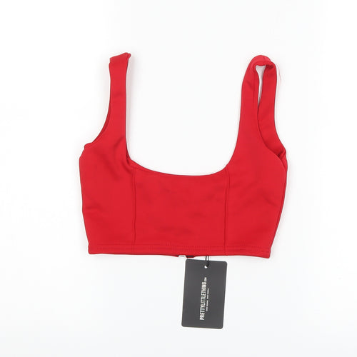 PRETTYLITTLETHING Womens Black   Cropped Tank Size 4  - Bralette