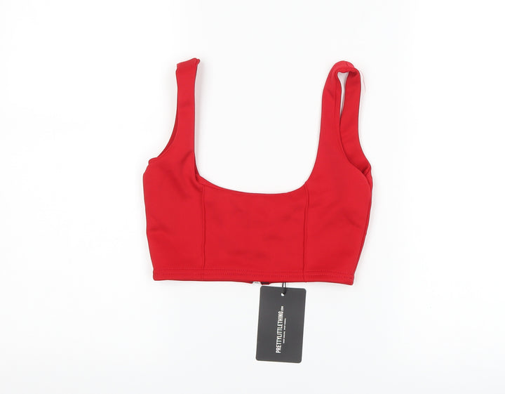 PRETTYLITTLETHING Womens Black   Cropped Tank Size 4  - Bralette