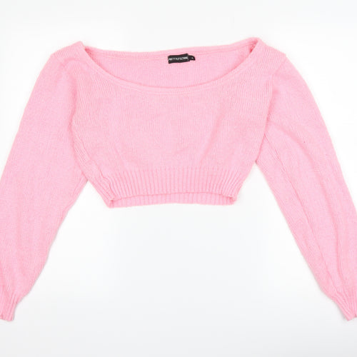PRETTYLITTLETHING Womens Pink   Pullover Jumper Size M  - cropped