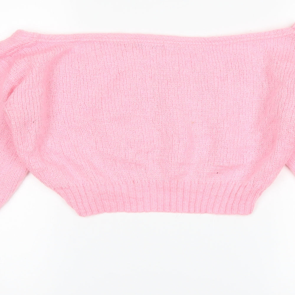 PRETTYLITTLETHING Womens Pink   Pullover Jumper Size M  - cropped