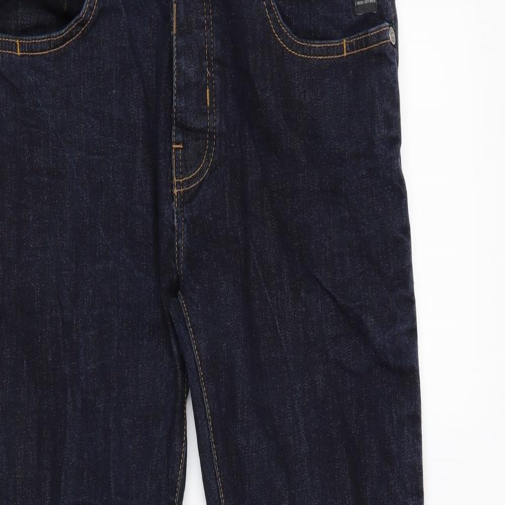 Crosshatch Mens Blue  Denim Straight Jeans Size 32 in L27 in