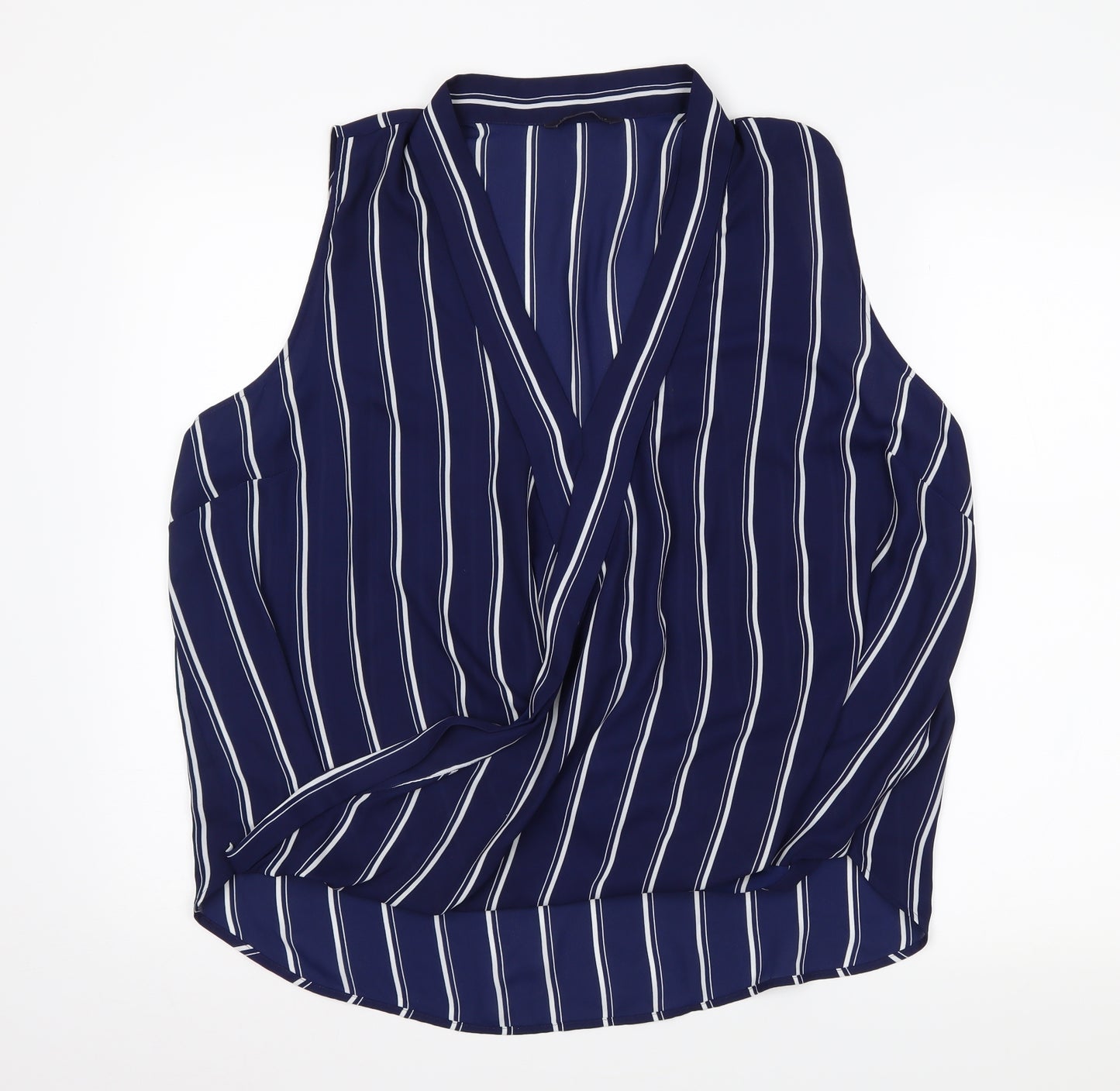M&S Womens Black Striped  Wrap Blouse Size 18