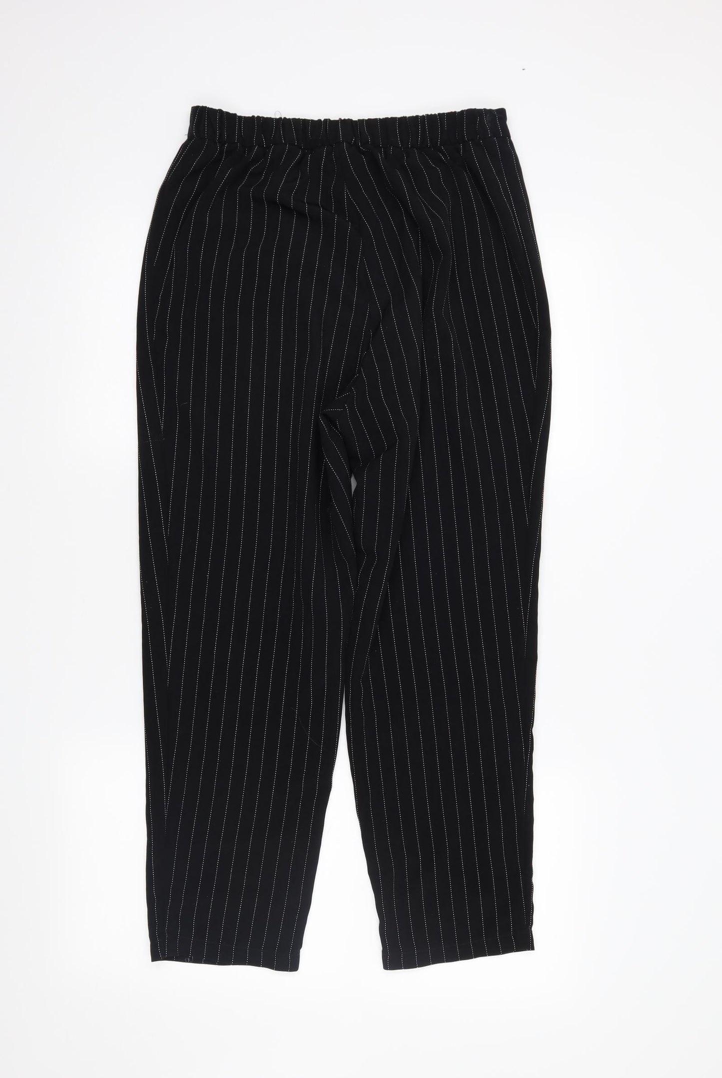 H&M Womens Black Striped  Trousers  Size 10 L25 in