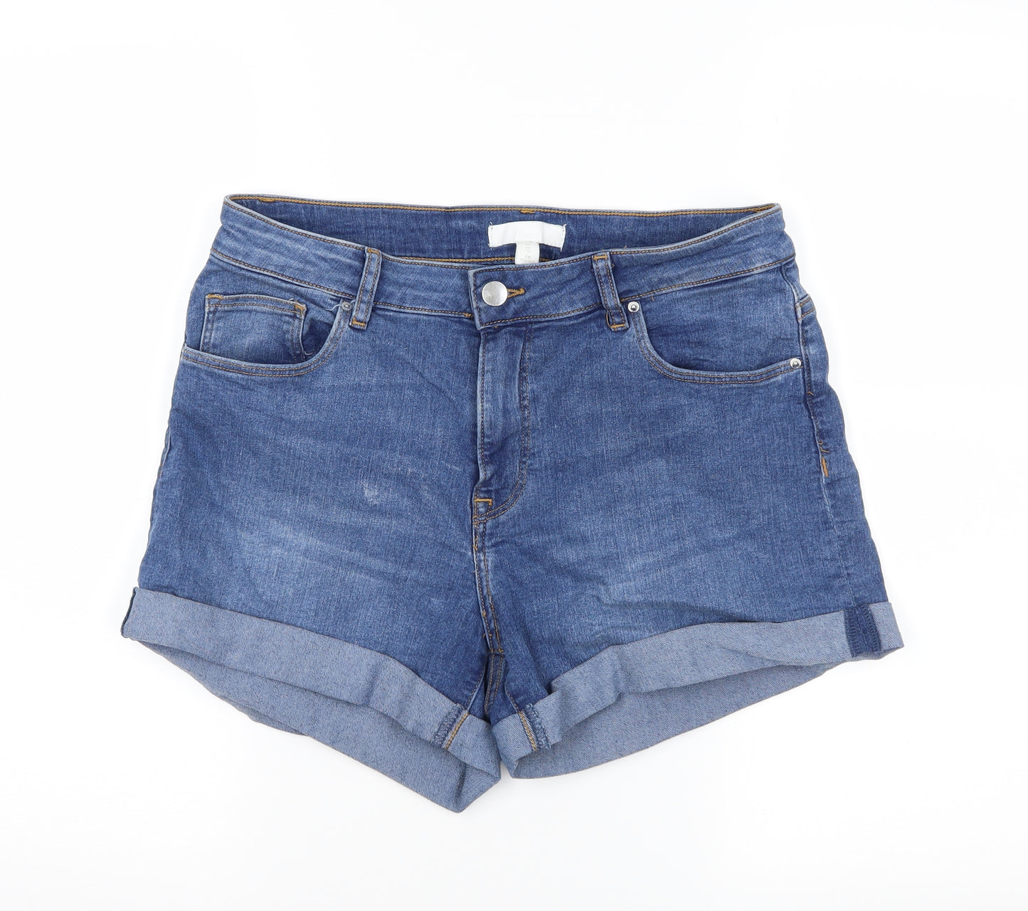 H&M Womens Blue  Denim Hot Pants Shorts Size 12