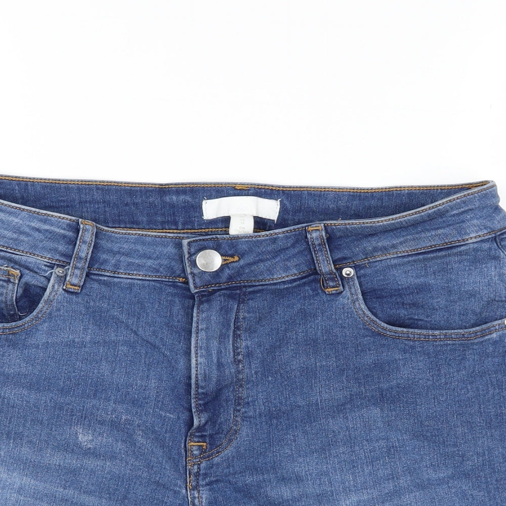 H&M Womens Blue  Denim Hot Pants Shorts Size 12