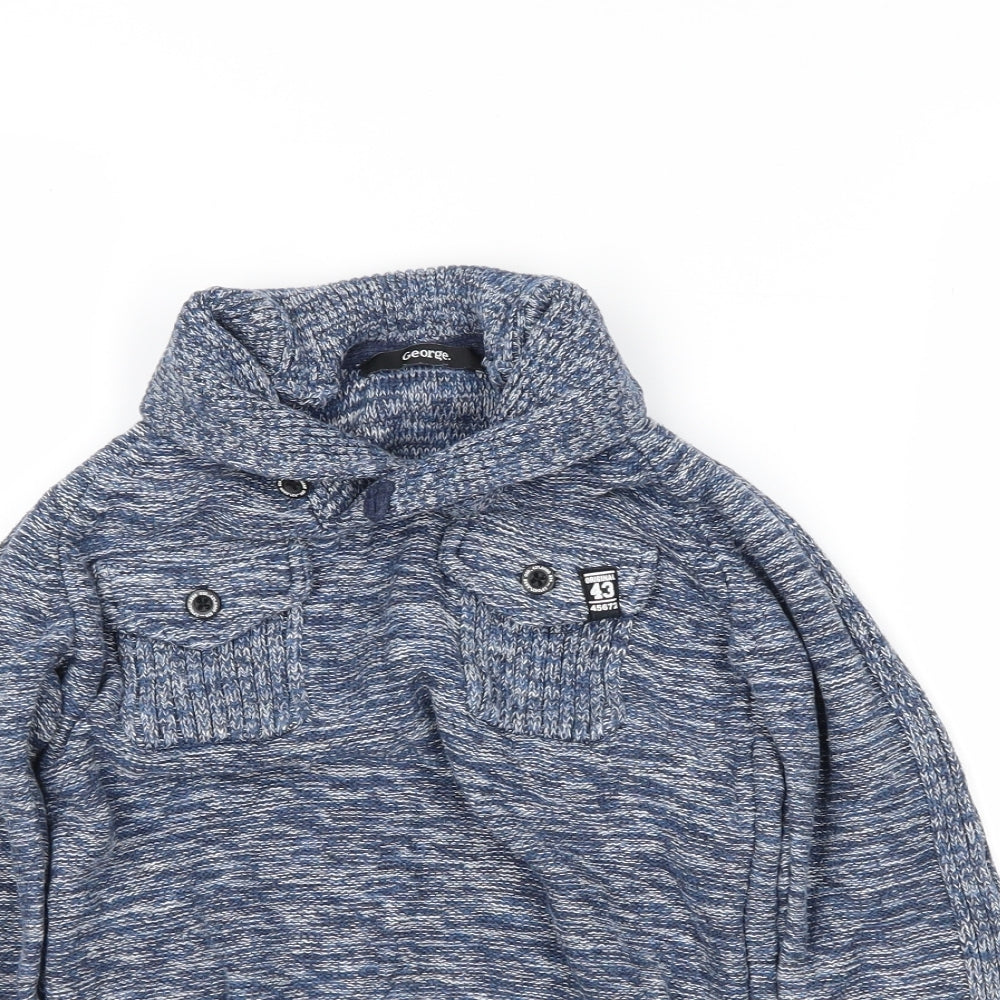 George Boys Blue   Henley Jumper Size 5-6 Years