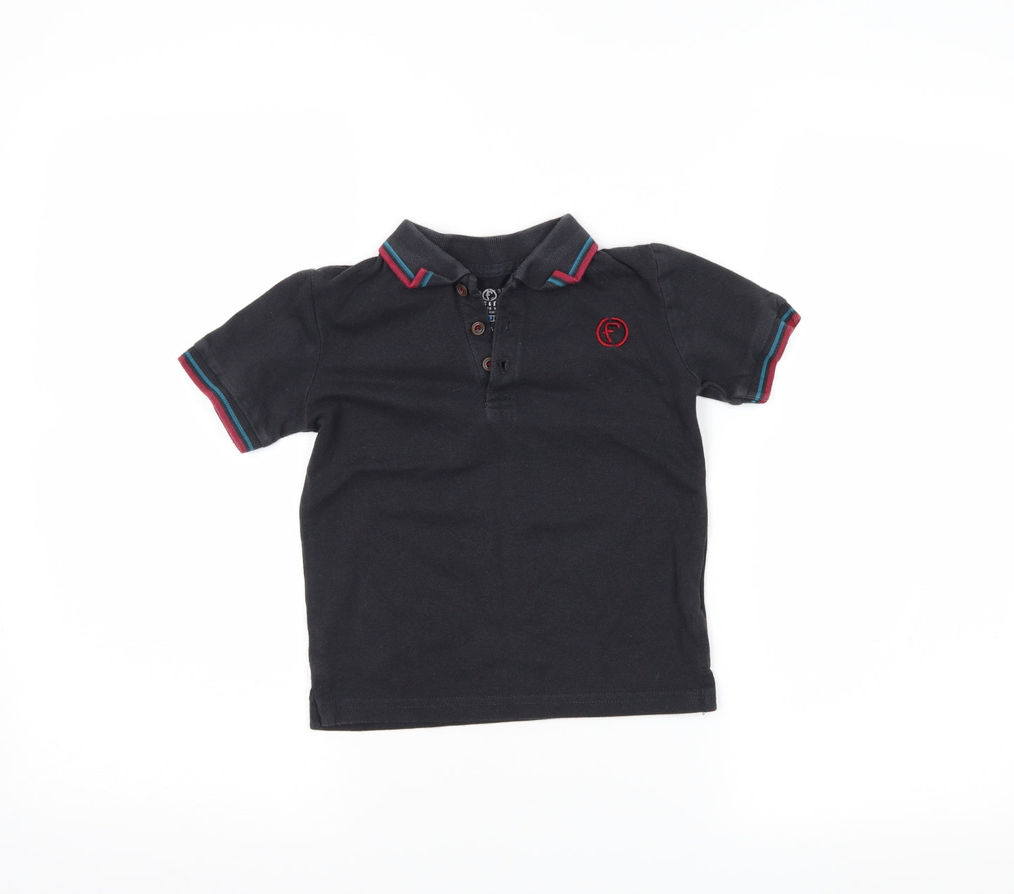Firetrap Boys Black   Ringer Polo Size 5-6 Years