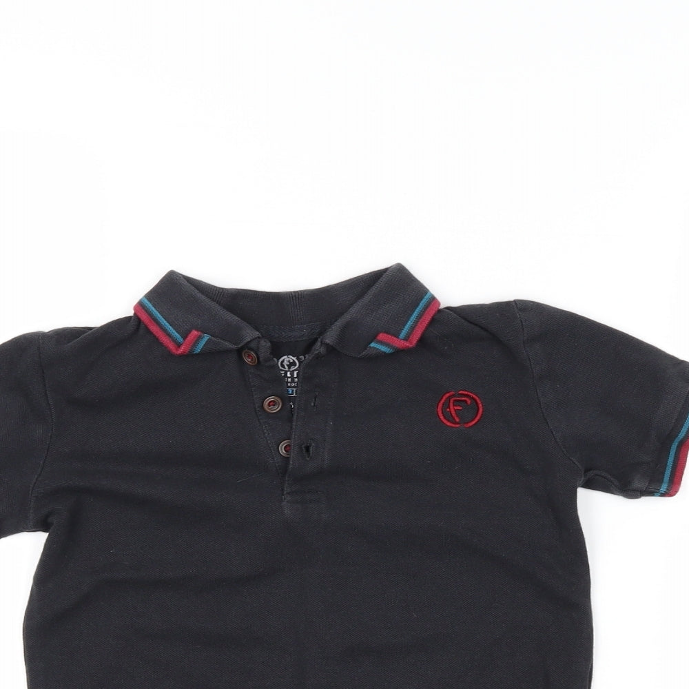 Firetrap Boys Black   Ringer Polo Size 5-6 Years