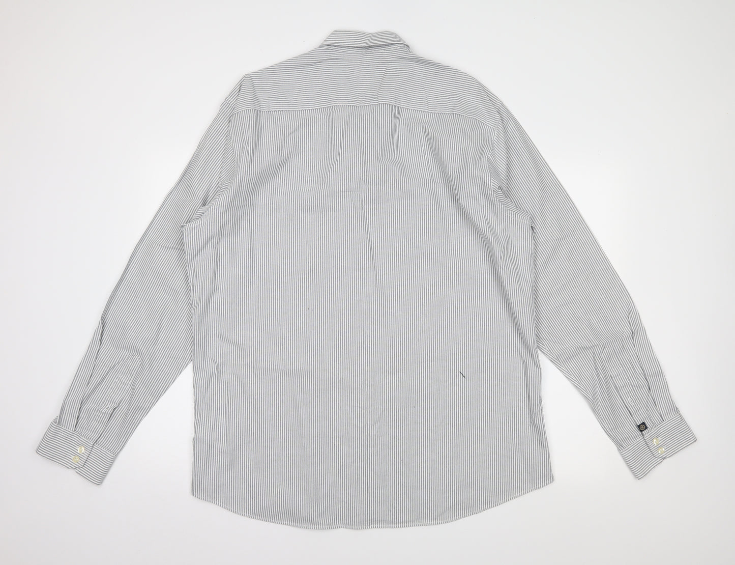 Henri Lloyd Mens Grey Striped   Dress Shirt Size 3XL
