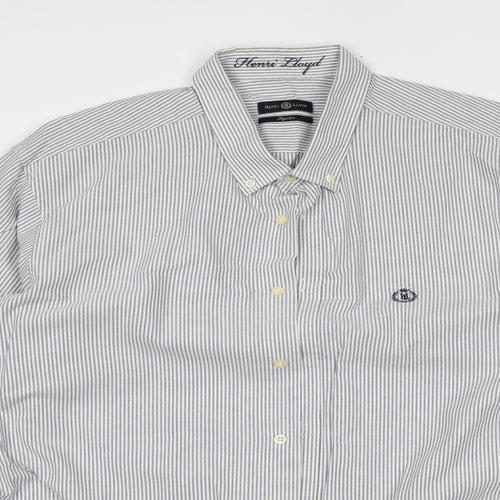 Henri Lloyd Mens Grey Striped   Dress Shirt Size 3XL