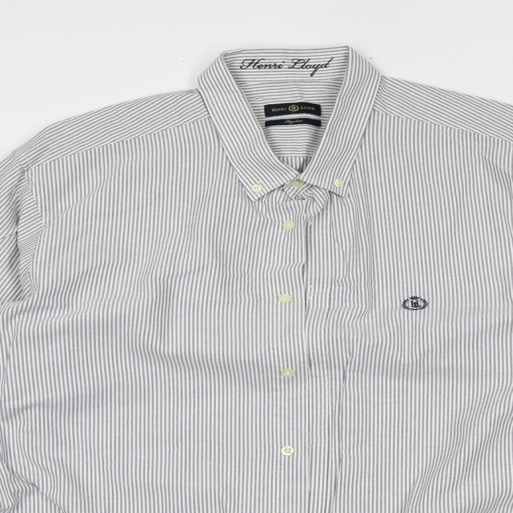 Henri Lloyd Mens Grey Striped   Dress Shirt Size 3XL