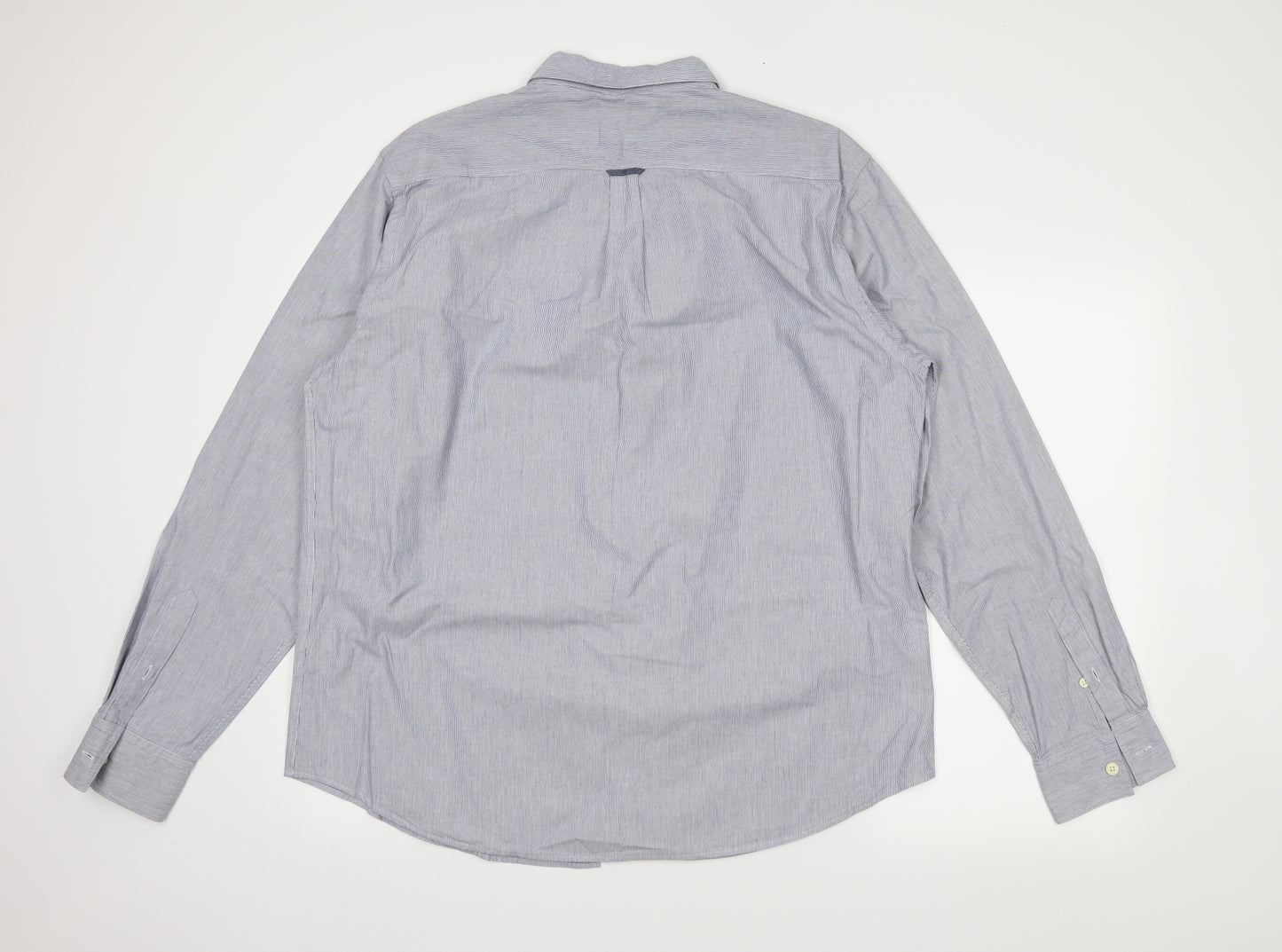 Jaeger Mens Grey Striped   Dress Shirt Size 2XL