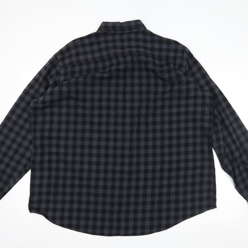 TU Mens Grey Plaid   Button-Up Size 2XL