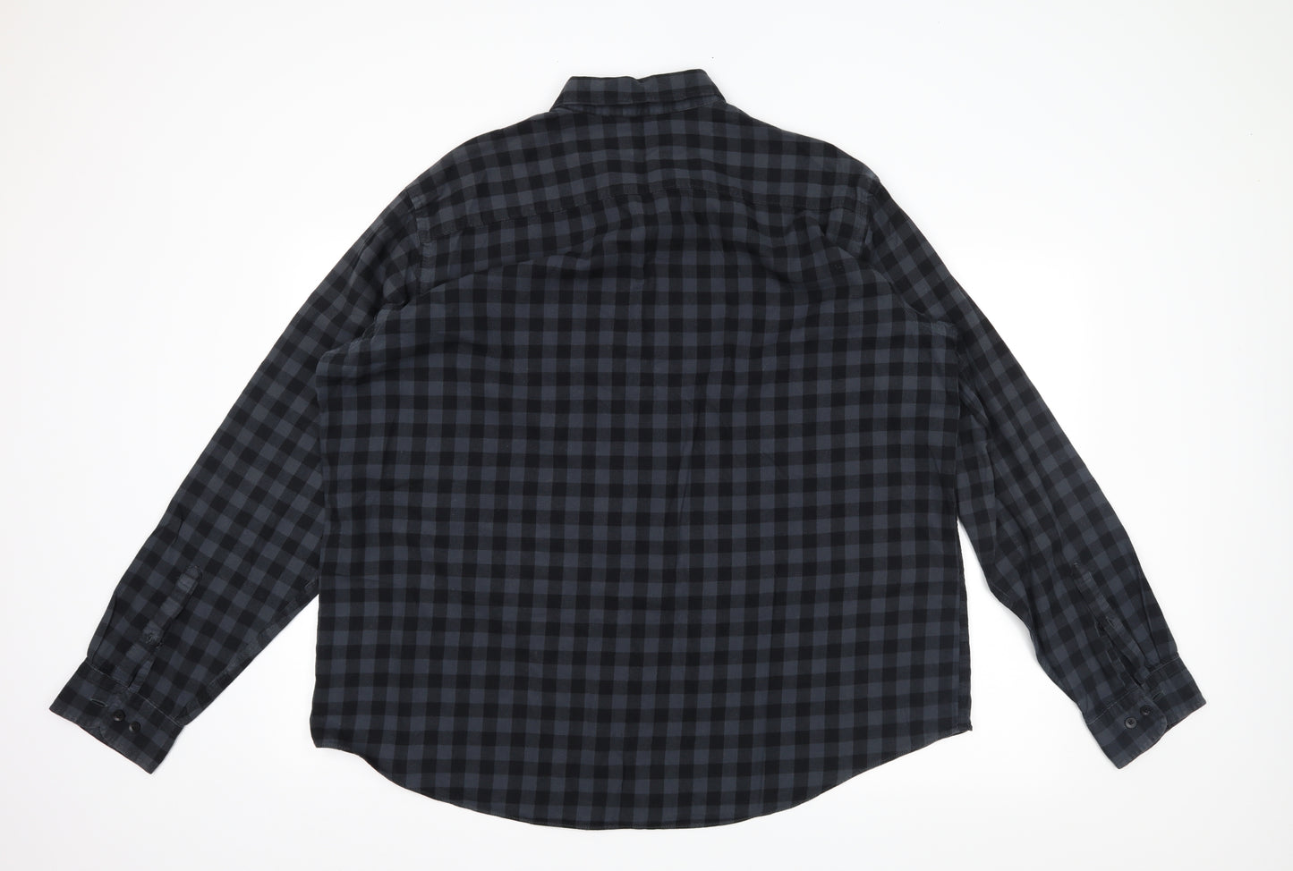 TU Mens Grey Plaid   Button-Up Size 2XL