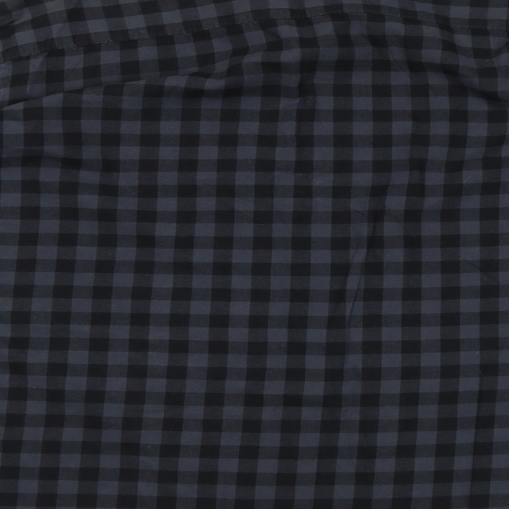 TU Mens Grey Plaid   Button-Up Size 2XL