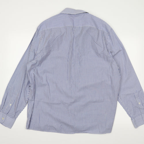 Jaeger Mens Blue Striped   Dress Shirt Size 17.5