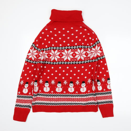 Lulua Womens Red Fair Isle  Pullover Jumper Size M