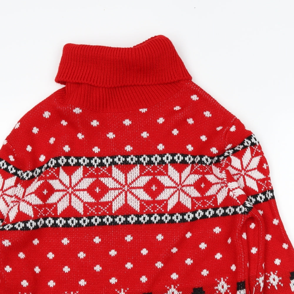 Lulua Womens Red Fair Isle  Pullover Jumper Size M