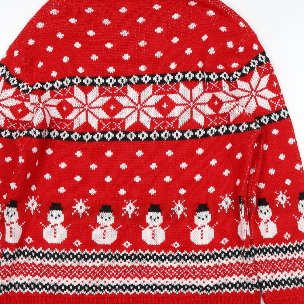 Lulua Womens Red Fair Isle  Pullover Jumper Size M