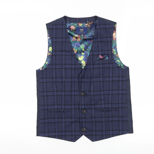 NEXT Boys Beige Plaid  Jacket Waistcoat Size 11 Years