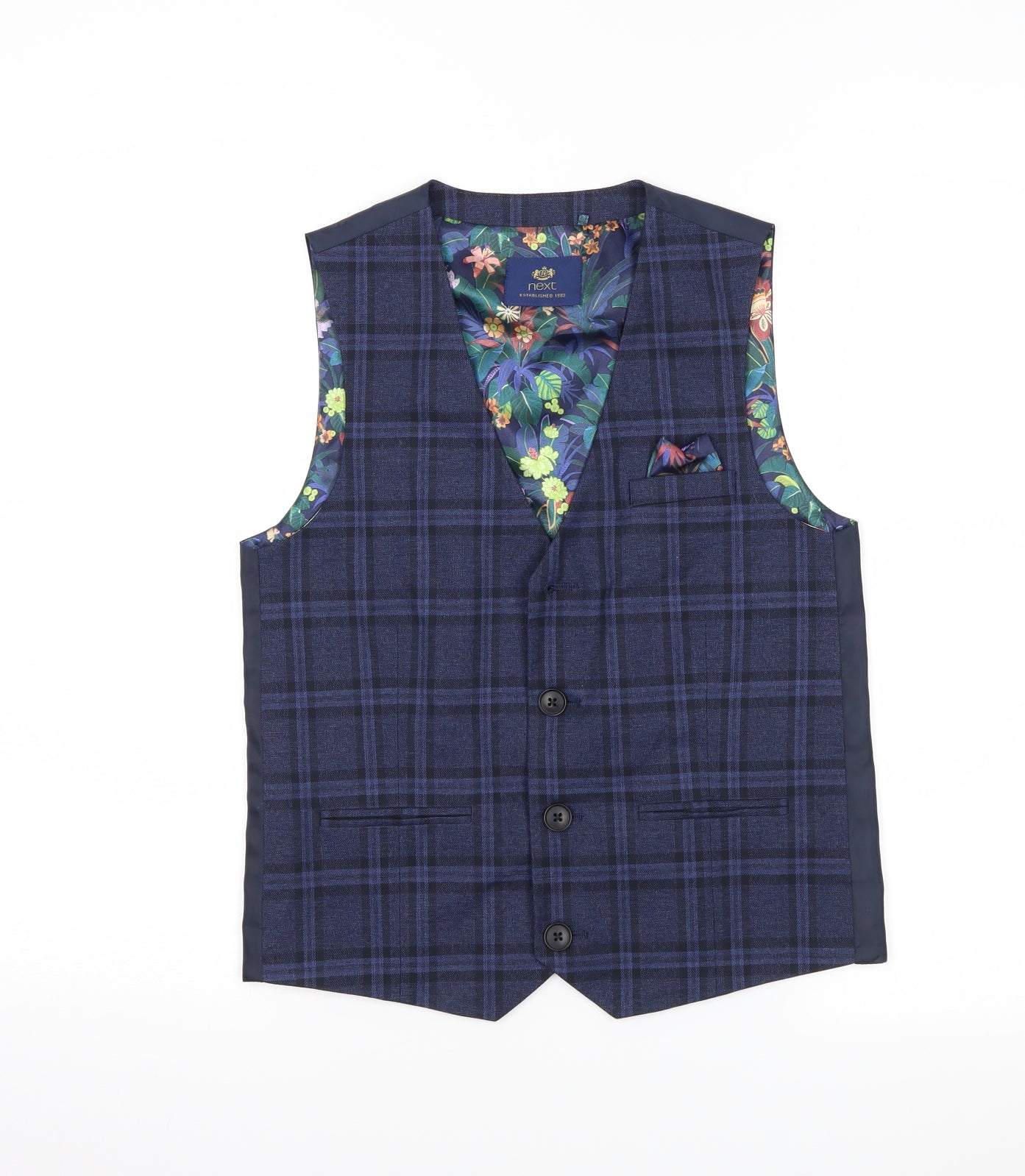 NEXT Boys Beige Plaid  Jacket Waistcoat Size 11 Years