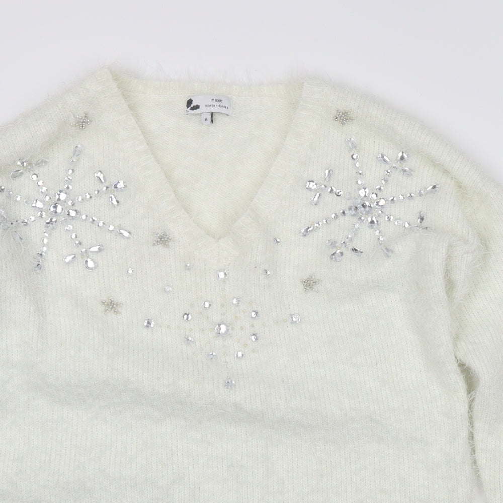 NEXT Womens Ivory   Pullover Jumper Size 8  - CHRISTMAS