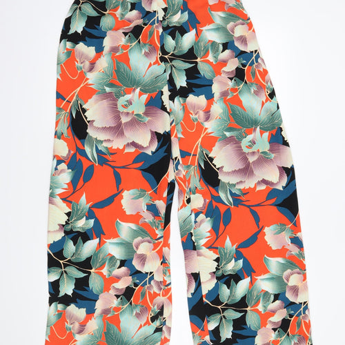 George Womens Orange Floral  Trousers  Size 8 L28 in
