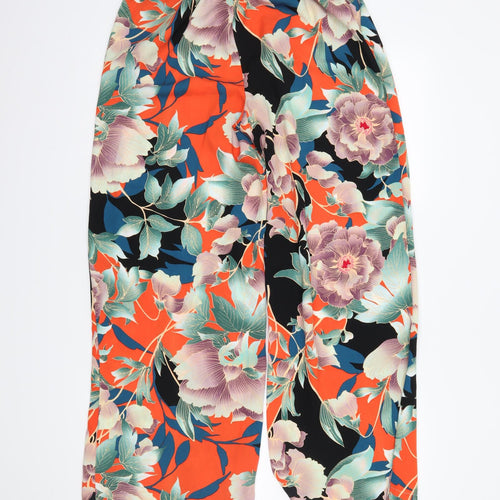 George Womens Orange Floral  Trousers  Size 8 L28 in