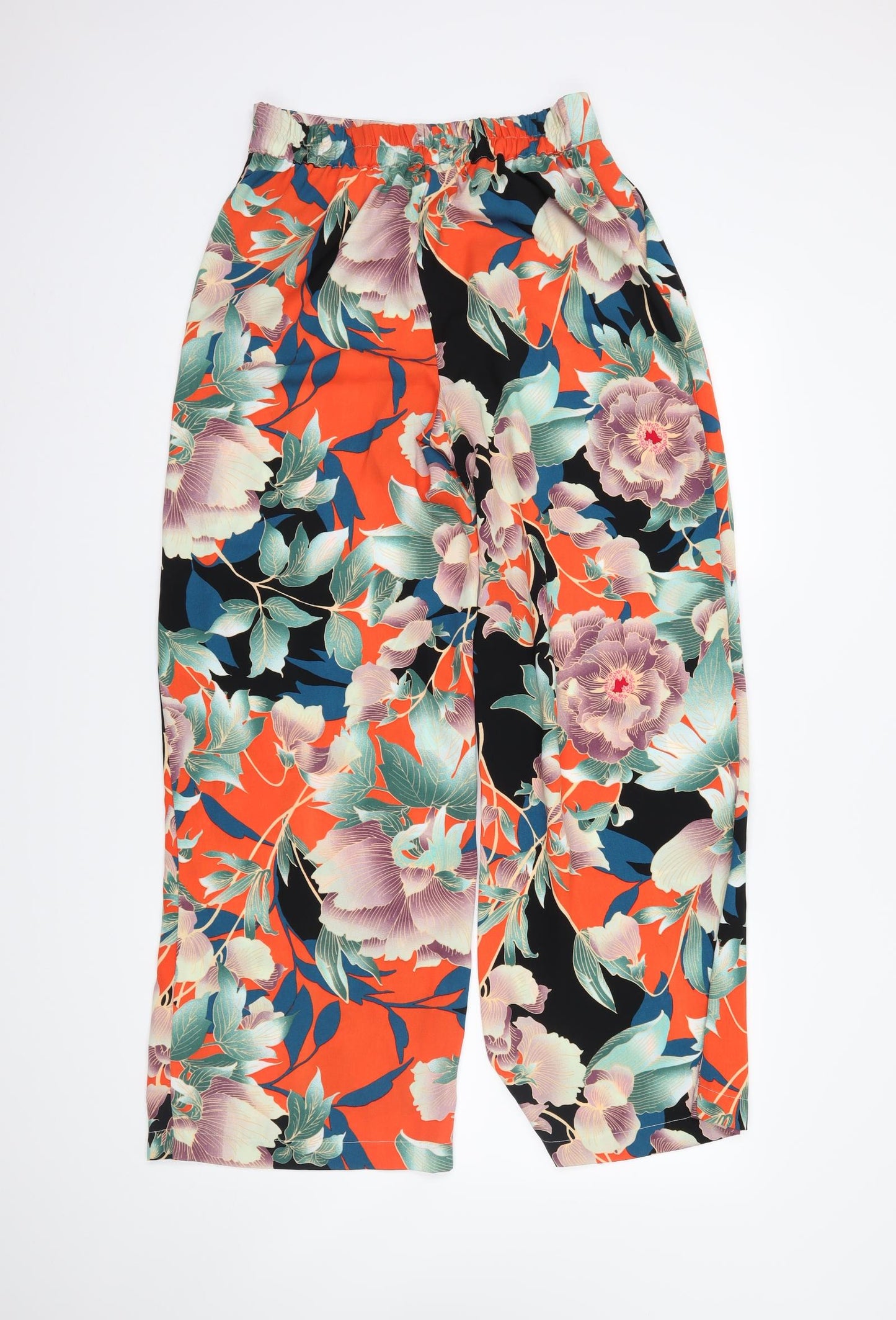George Womens Orange Floral  Trousers  Size 8 L28 in