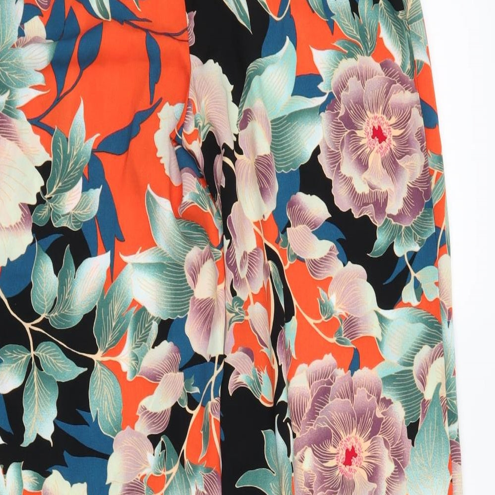 George Womens Orange Floral  Trousers  Size 8 L28 in