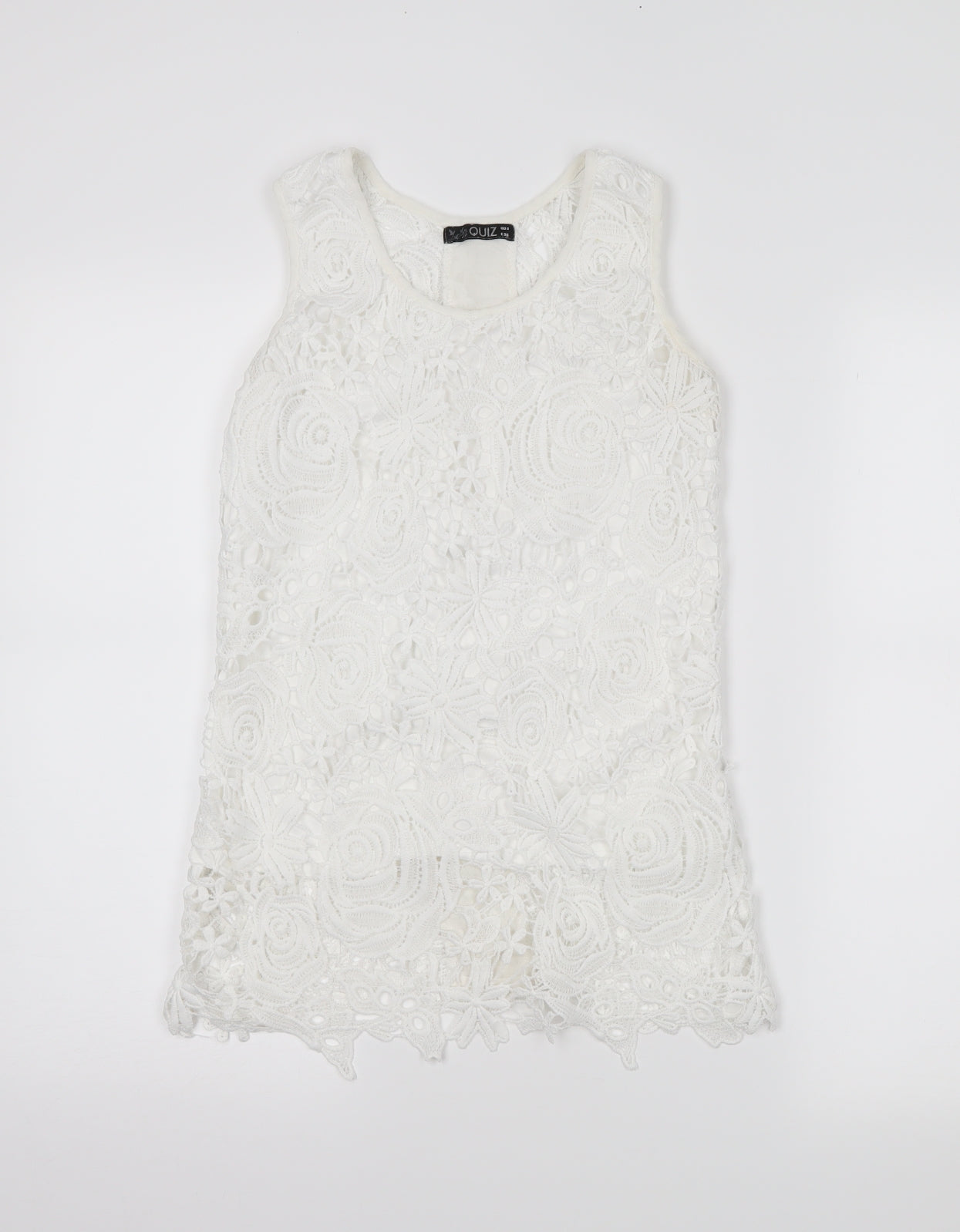 Quiz Womens Ivory Floral  Basic Tank Size 8