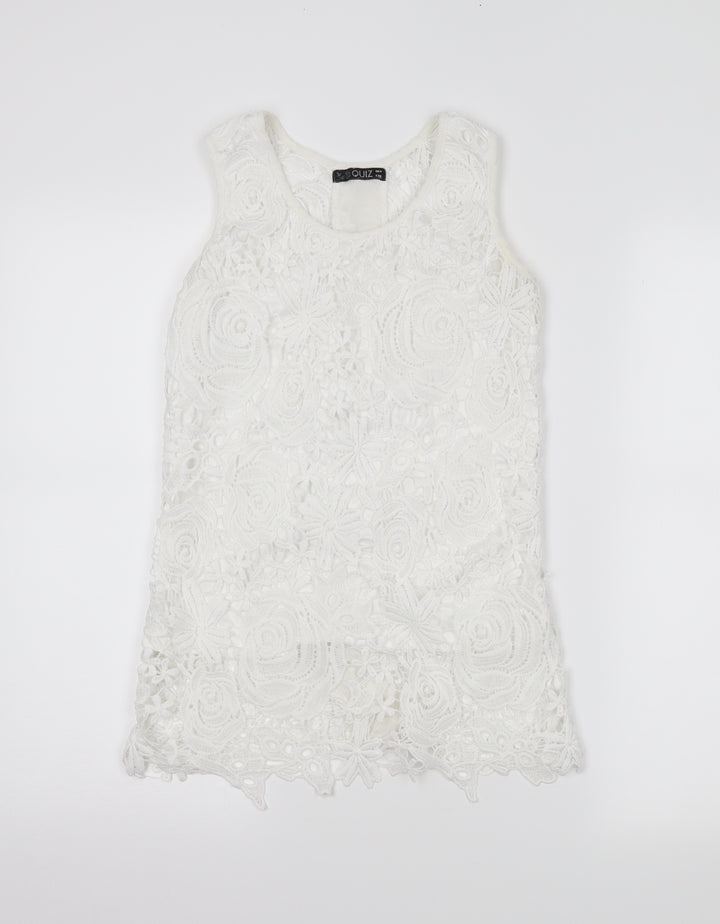Quiz Womens Ivory Floral  Basic Tank Size 8