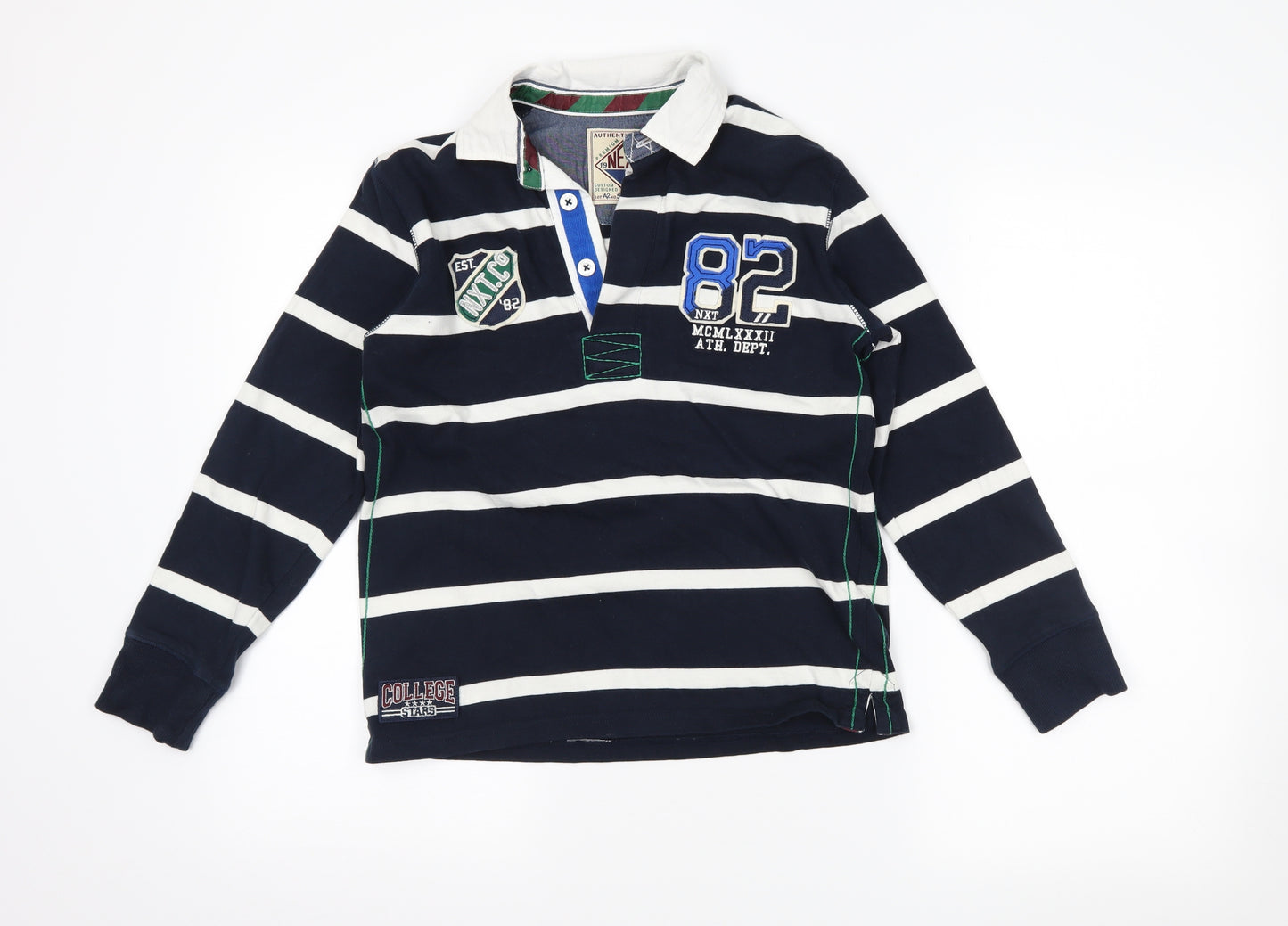 NEXT Boys Blue Striped  Jersey Polo Size 10 Years