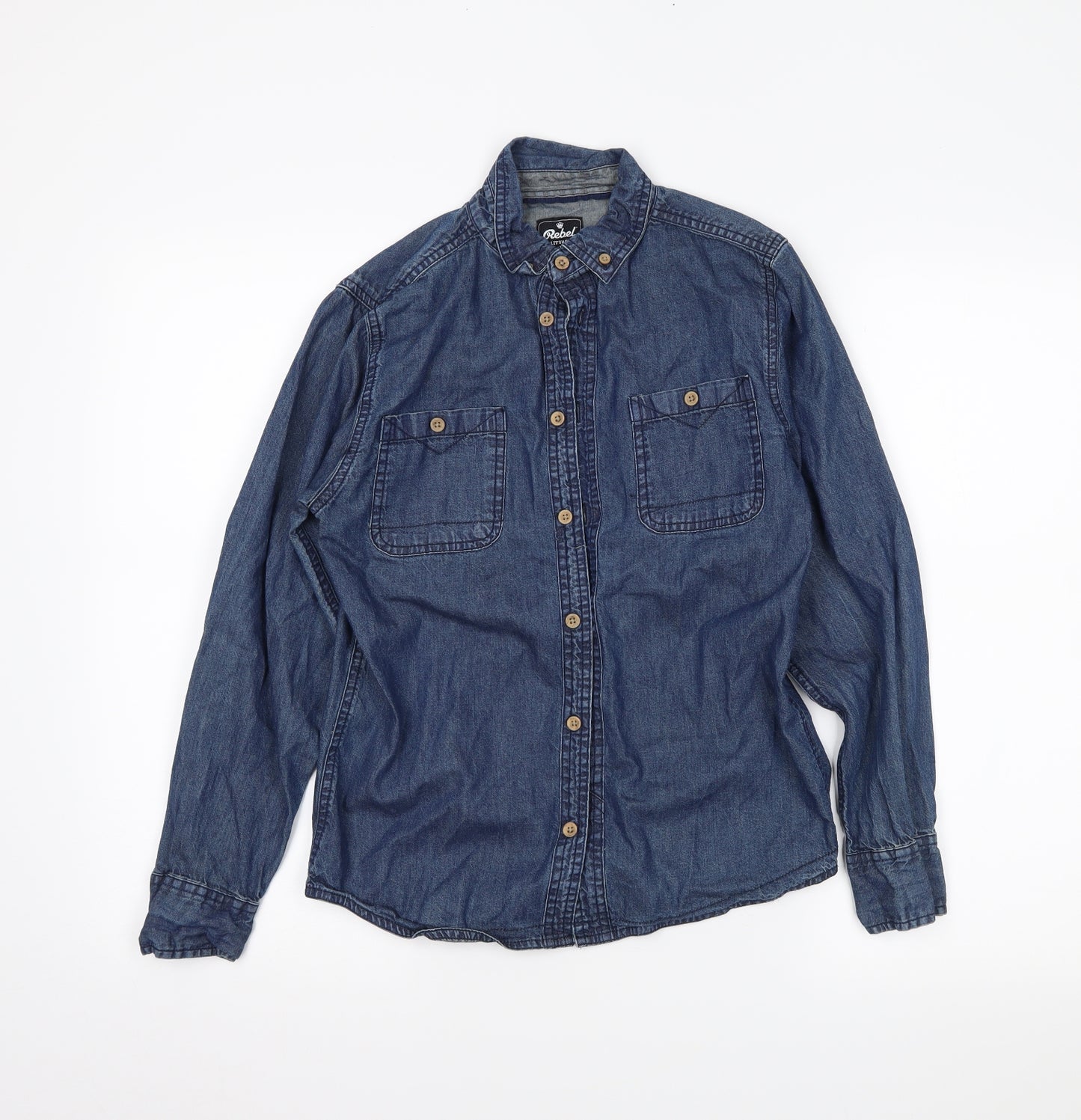 rebal Boys Blue  Denim Basic Button-Up Size 12-13 Years