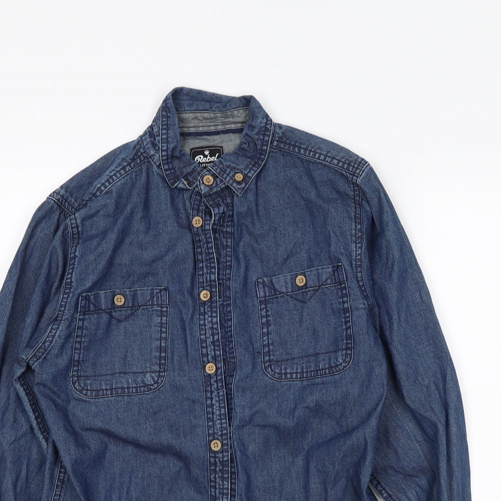rebal Boys Blue  Denim Basic Button-Up Size 12-13 Years