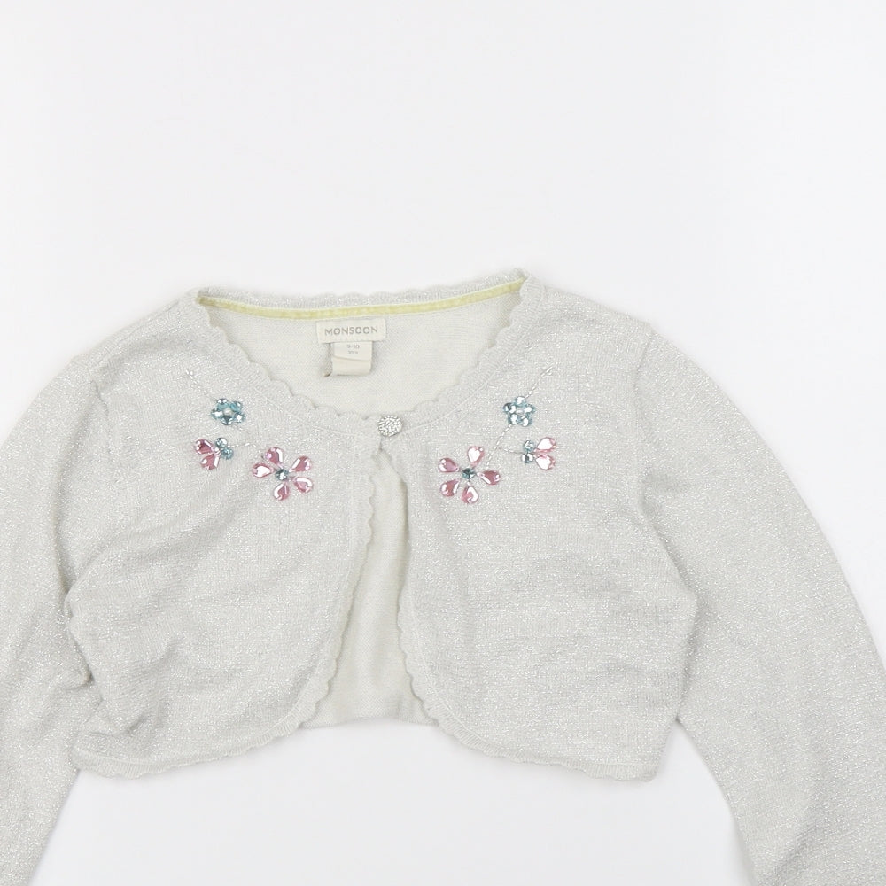 Monsoon Girls Silver   Cape Jumper Size 9 Years