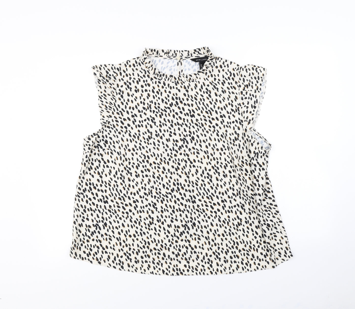 New Look Womens White Animal Print  Basic Blouse Size 18
