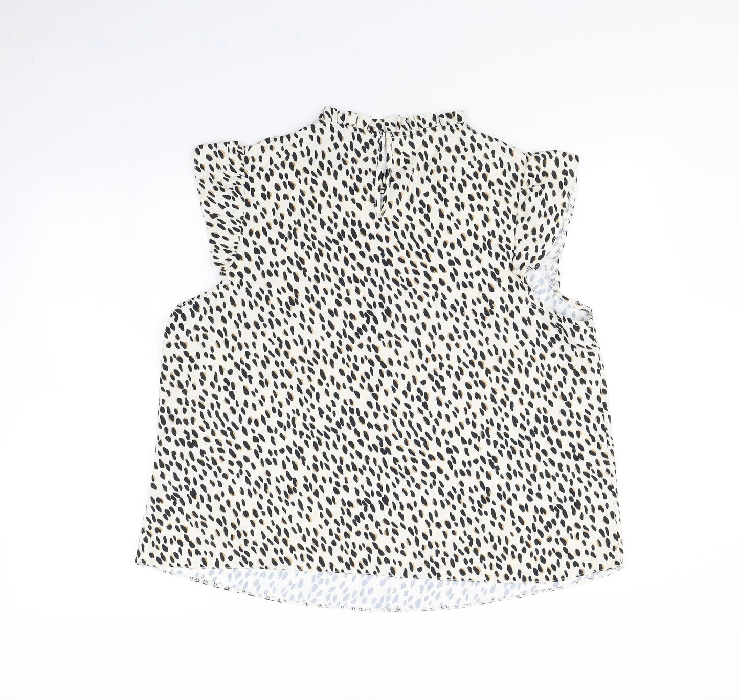 New Look Womens White Animal Print  Basic Blouse Size 18
