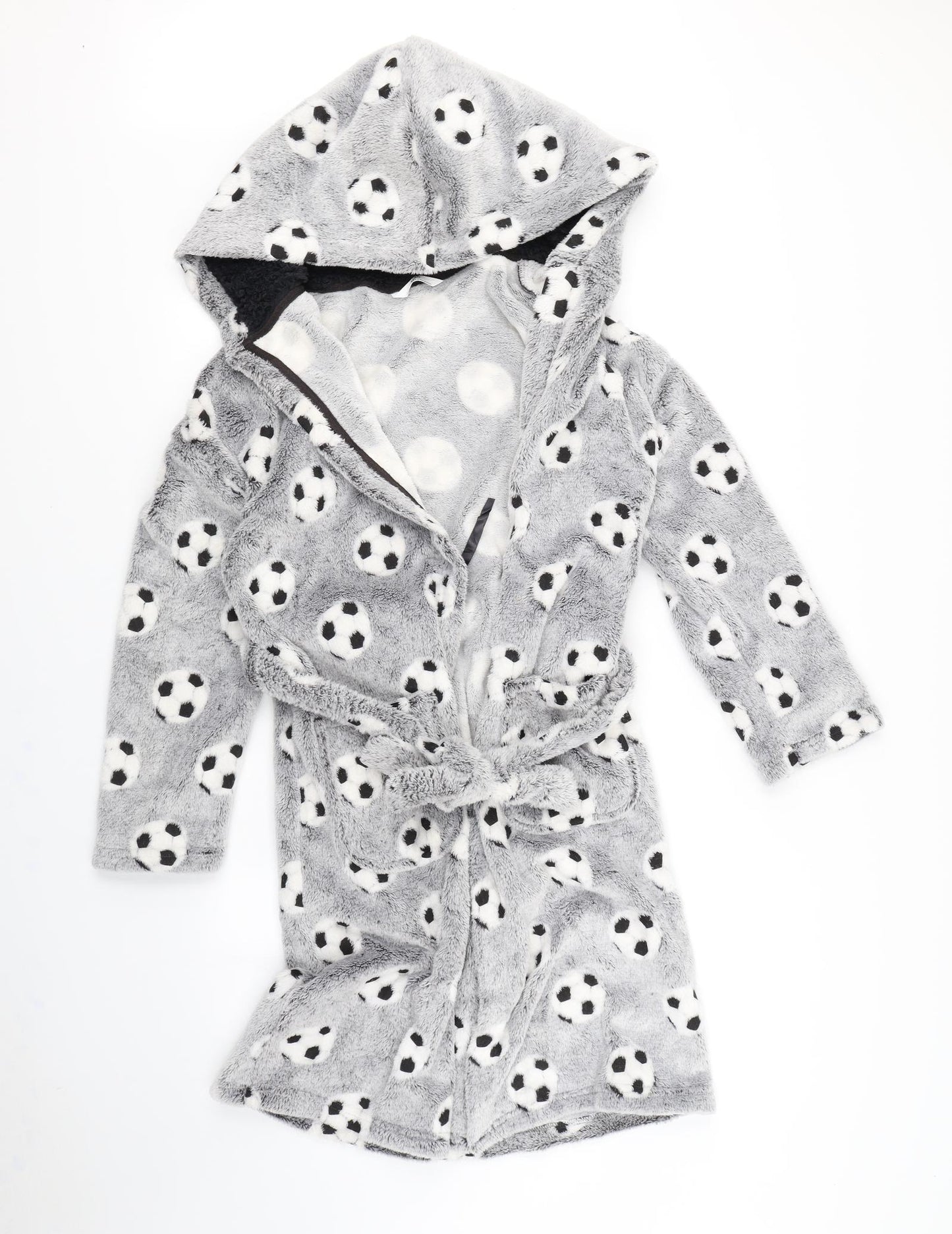 m&S Boys Grey Spotted   Robe Size 11-12 Years  - Football