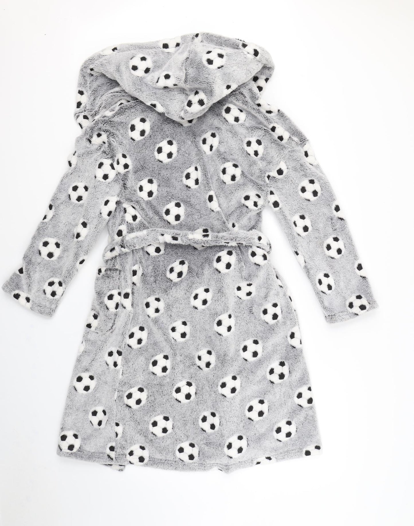 m&S Boys Grey Spotted   Robe Size 11-12 Years  - Football