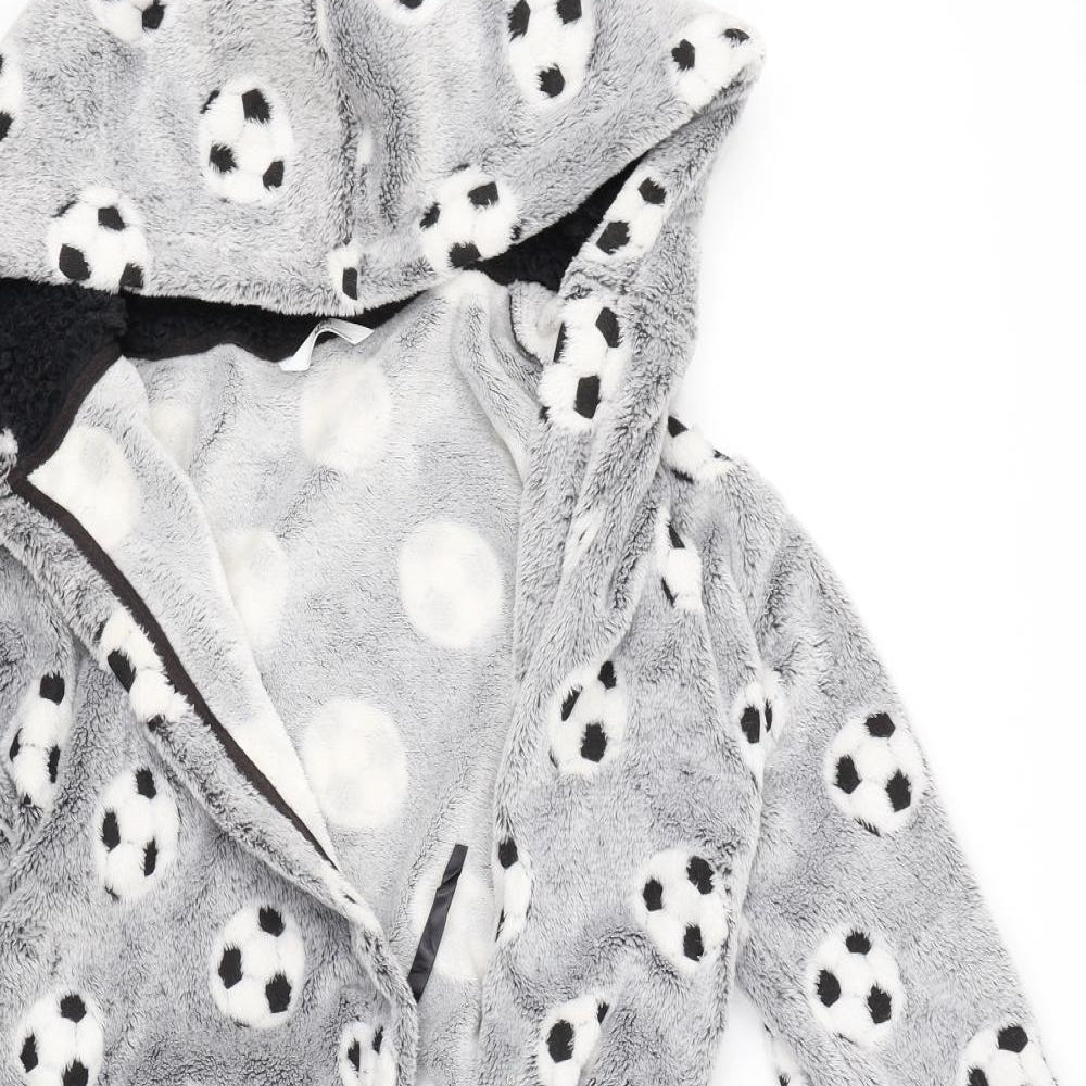 m&S Boys Grey Spotted   Robe Size 11-12 Years  - Football